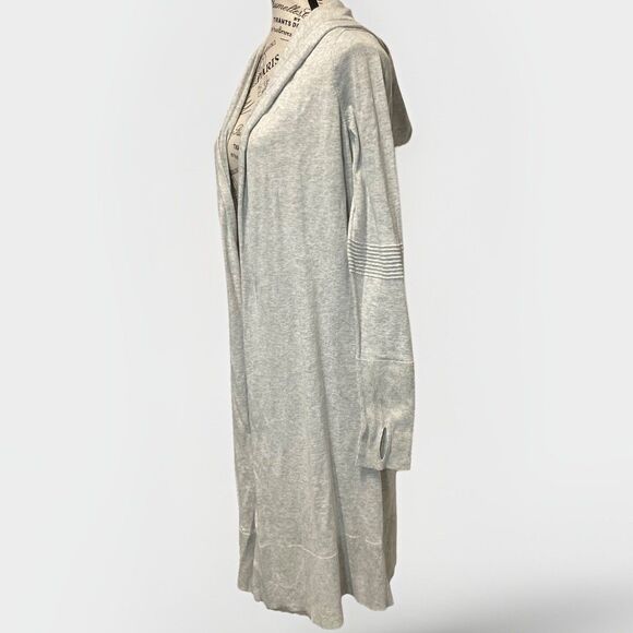 Athleta Hooded Cardigan Open Front Duster Light Grey Women’s Medium - Picture 1 of 12